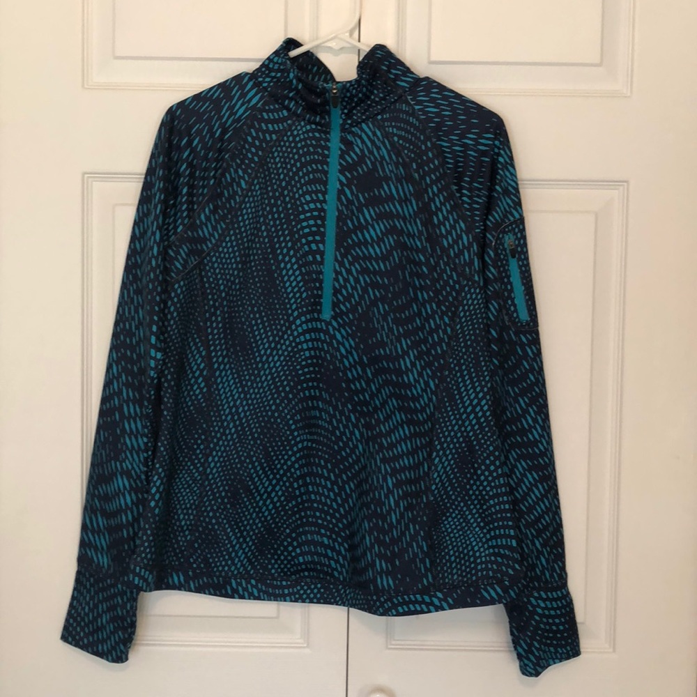 Navy & Teal Long-Sleeve Athletic Pullover